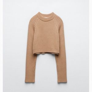 ZARA RAGLAN SLEEVE CROPPED KNIT SWEATER
